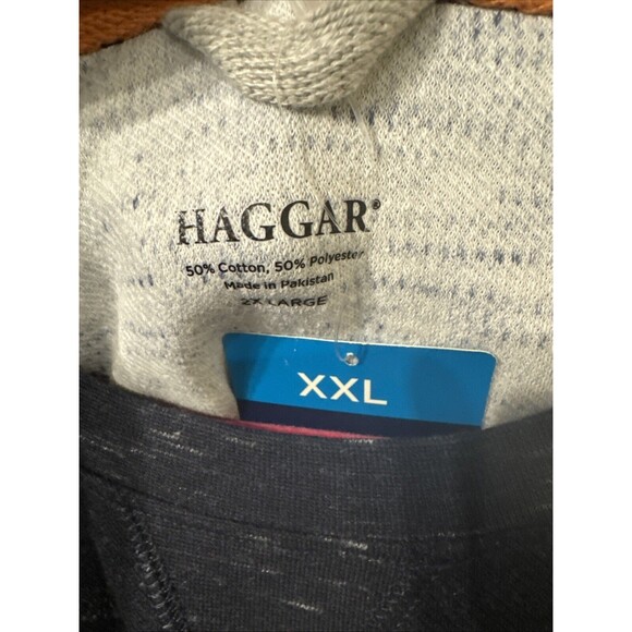 Navy Haggar Textured Jersey Crewneck Long Sleeve XXL New With Tags - Picture 3 of 4